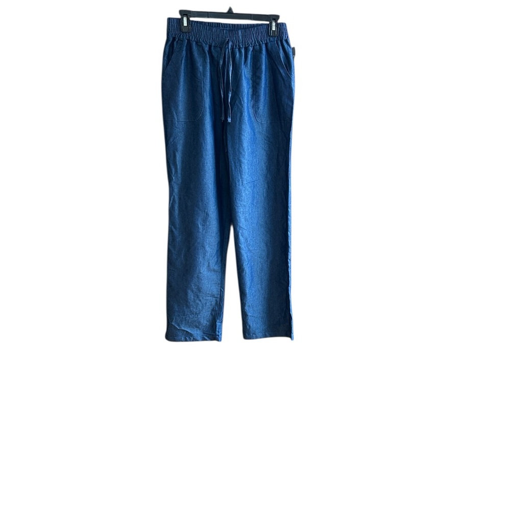 NWT Elizabeth & Nichole blue chambray pull on pants Size M